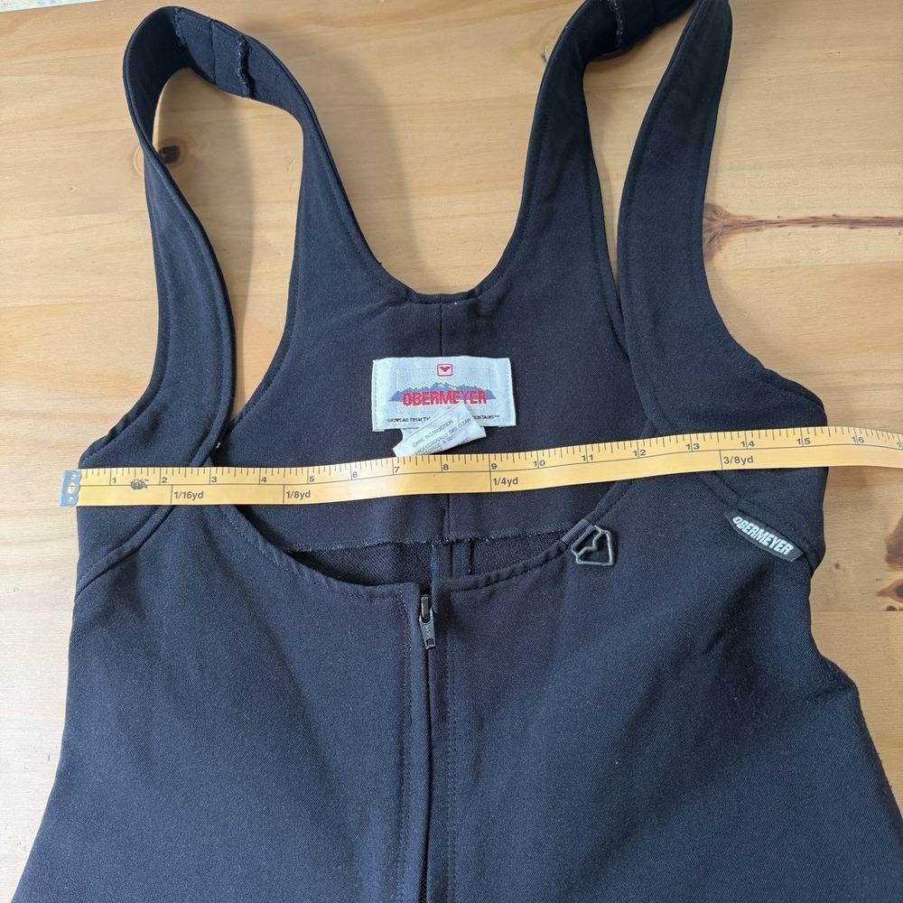 Obermeyer Vtg Black Overall Bib Snow Suit Sz 8 LONG Stirrup Wool Blend One Piece - Picture 6 of 12